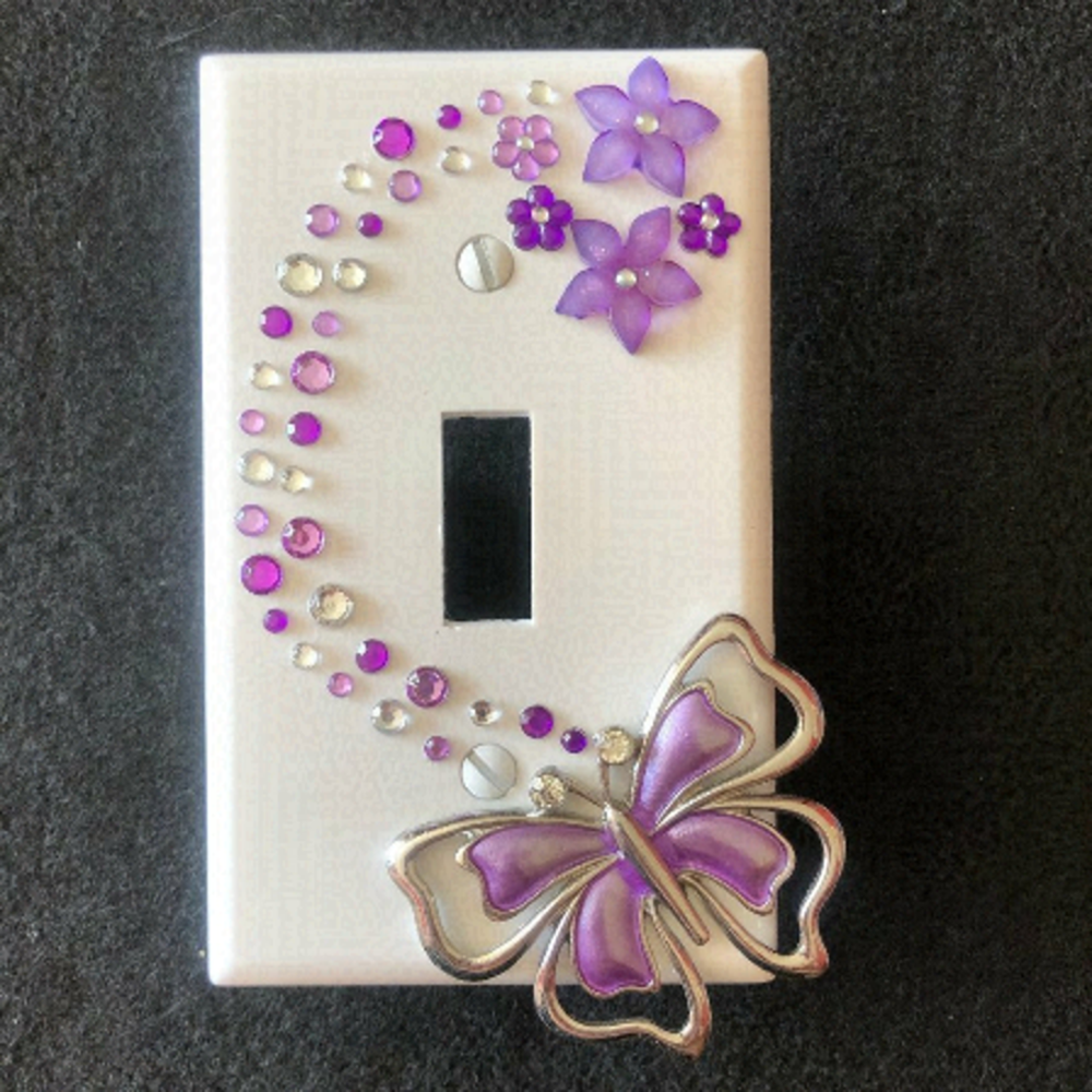 💕2/$25💕 Purple Butterfly Light Switch Plate Cover Handcrafted